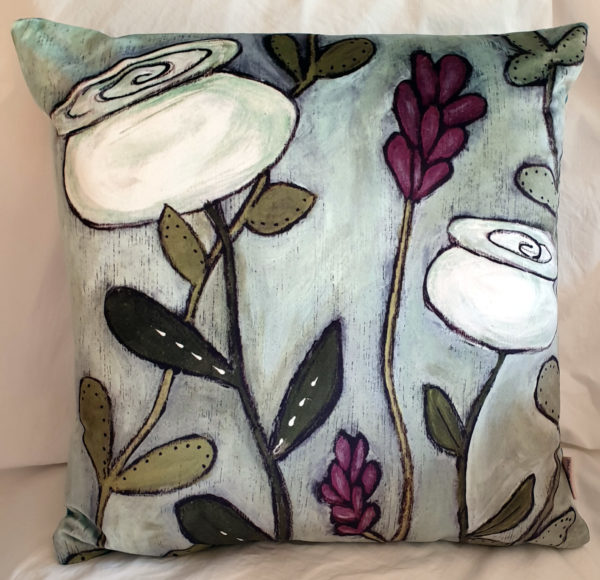 Lavender and Sage velvet cushion